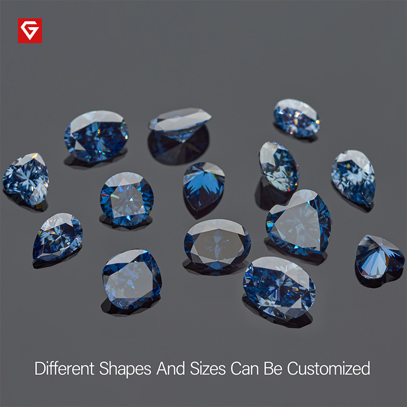 GIGAJEWE Synthetic Diamond 1 carat deep Color heart cut Loose gemstone Wholesale Blue Moissanite