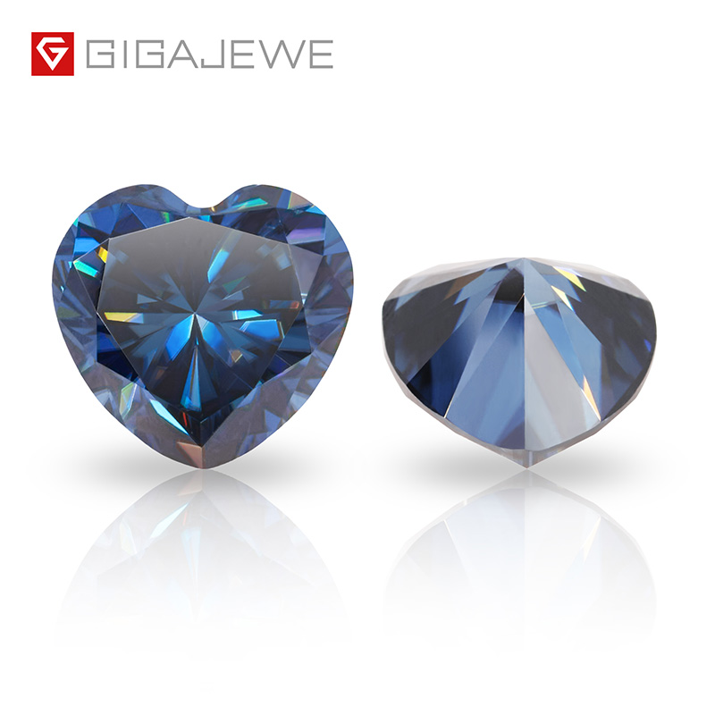 GIGAJEWE Synthetic Diamond 1 carat deep Color heart cut Loose gemstone Wholesale Blue Moissanite