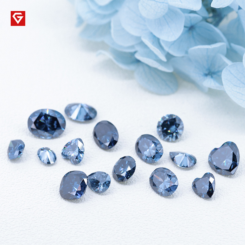 GIGAJEWE loose gemstone wholesale Color Round Cut for jewelry making Synthetic Blue moissanite