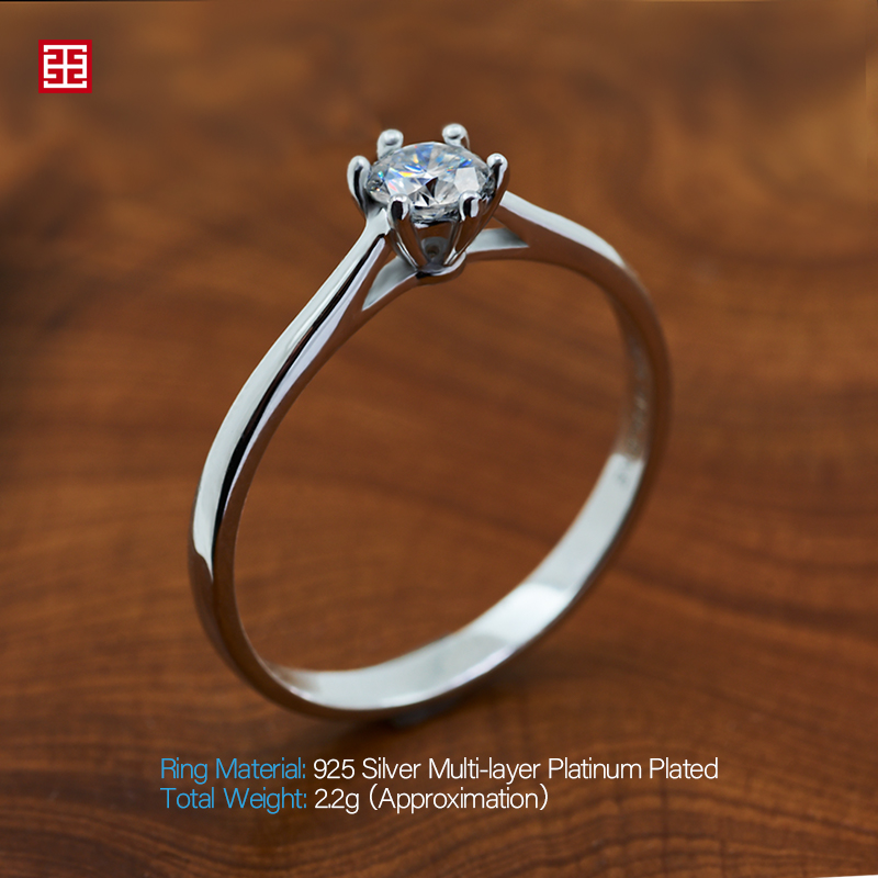 GIGAJEWE 0.3ct 4mm Round Cut EF VVS1 Moissanite 925 Silver Ring Diamond Test Passed Fashion Girlfriend Women Girlfriend Gift