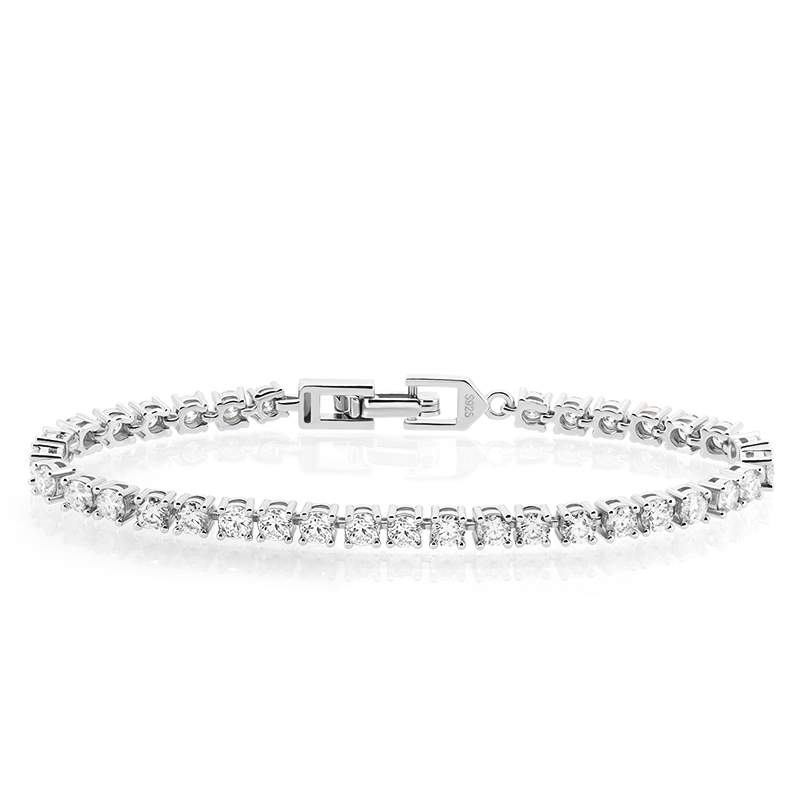 GIGAJEWE 4.3ct 3.0mmX43Pcs D Color Round Cut White Gold Plated 925 Silver Moissanite Tennis Bracelet Woman Girlfriend Gift