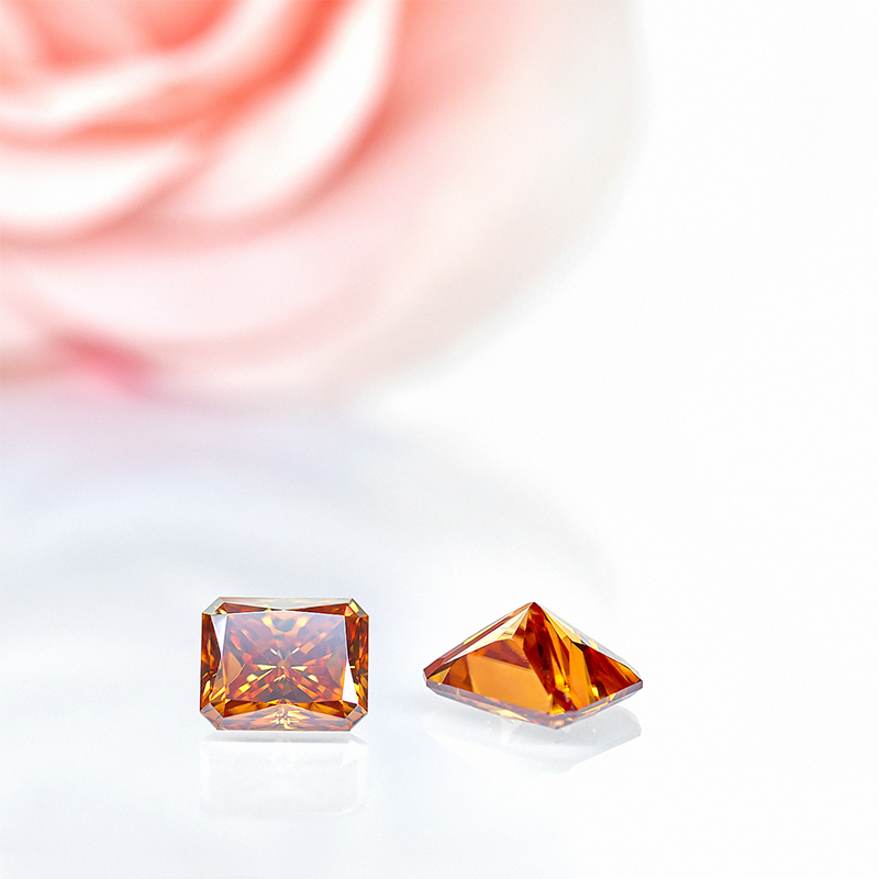 GIGAJEWE Golden Radiant Cut Moissanite Loose Diamond Test Passed Gemstone For DIY Jewelry Making Gift