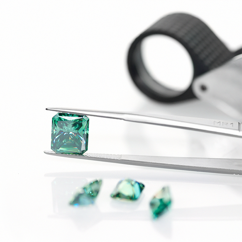 GIGAJEWE Green Radiant Cut Moissanite Loose Diamond Test Passed Gemstone For Jewelry Making Gift