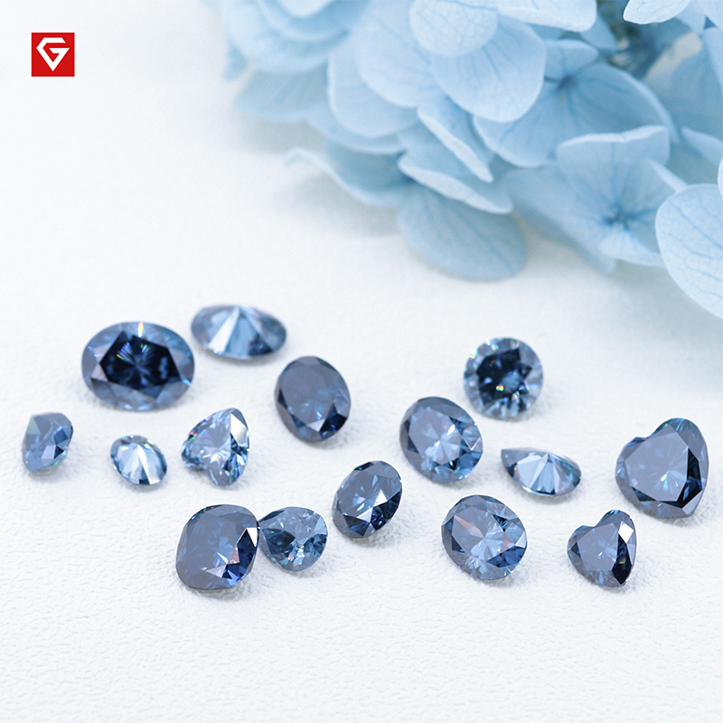 GIGAJEWE Blue Diamonds price per carat Deep colors 5x7mm 1.0carat loose synthetic Gemstone Blue Emerald Moissanite