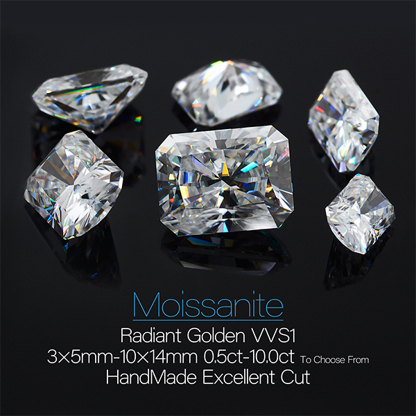 GIGAJEWE Hand-Cutting Radiant White TOP D VVS1 Moissanite Premium Gems Loose Diamond Test Passed Gemstone For Jewelry Making