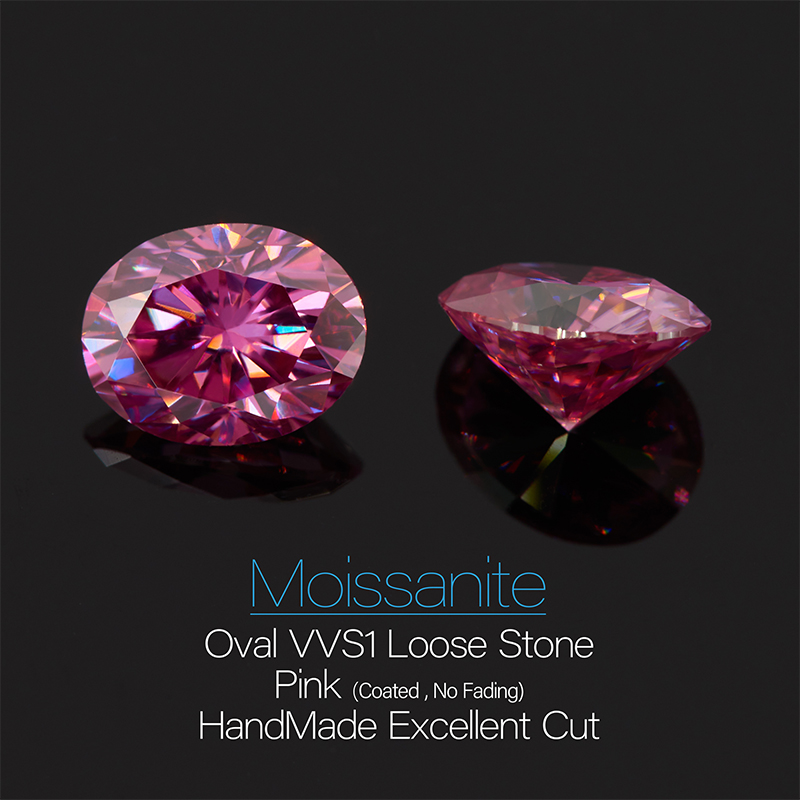 GIGAJEWE Moissanite Hand-Cutting Oval Red Pink Color VVS1 Premium Gems Loose Diamond Test Passed Gemstone For Jewelry Making GIGAJEWE Moissanite Hand-Cutting Oval Red Pink Color VVS1 Premium Gems Loos