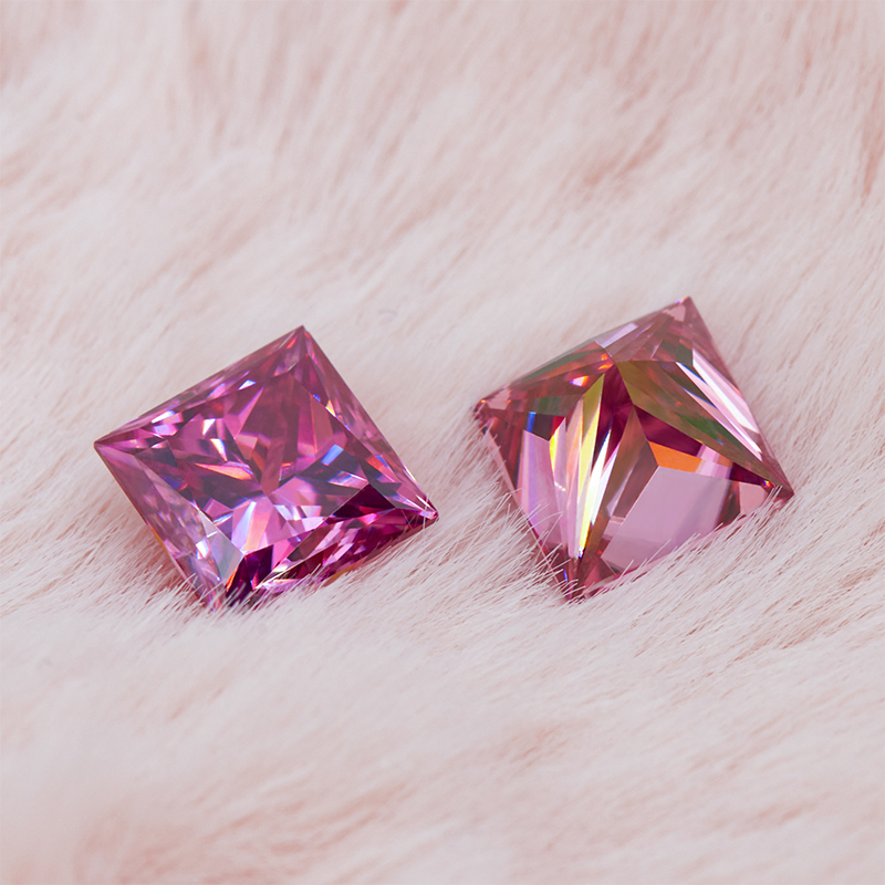 GIGAJEWE Moissanite Hand-Cutting Princess Red Pink Color VVS1 Premium Gems Loose Diamond Test Passed Gemstone For Jewelry Making