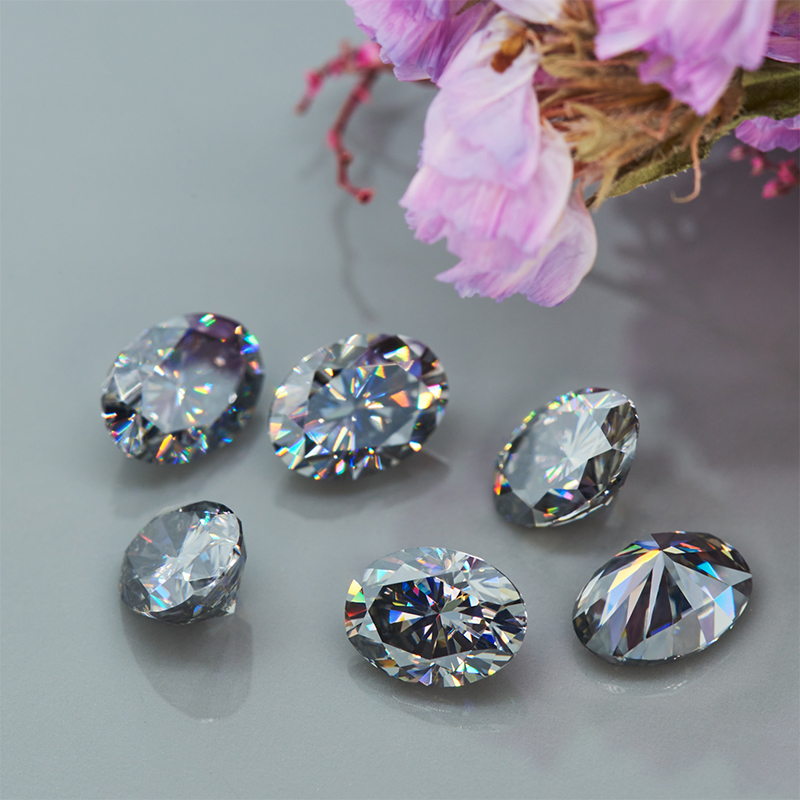 GIGAJEWE Moissanite Hand-Cutting Oval Grey VVS1 Premium Gems Loose Diamond Test Passed Gemstone For Jewelry Making Customizable