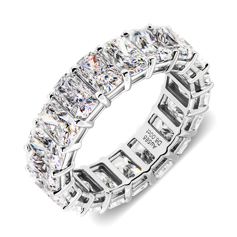 6Ct 9K/14K/18K White gold 3*5mm Radiant cut Moissanite Ring,Engagement Band Anniversary Band Eternity Ring