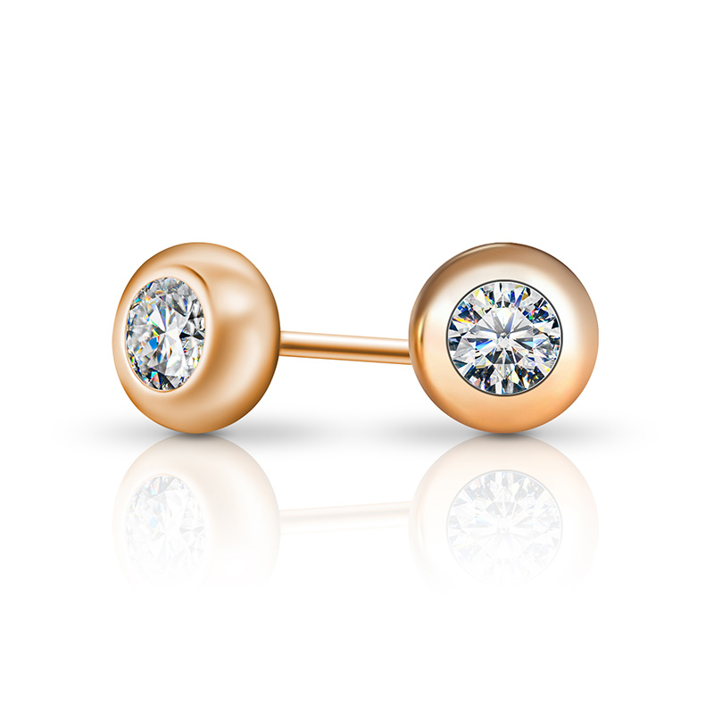 GIGAJEWE 0.1ctX2 3.0mm Moissanite Top D VVS1 Round Cut Customized 18K Rose Gold Circle Stud Earrings Jewelry Woman Girl Gift