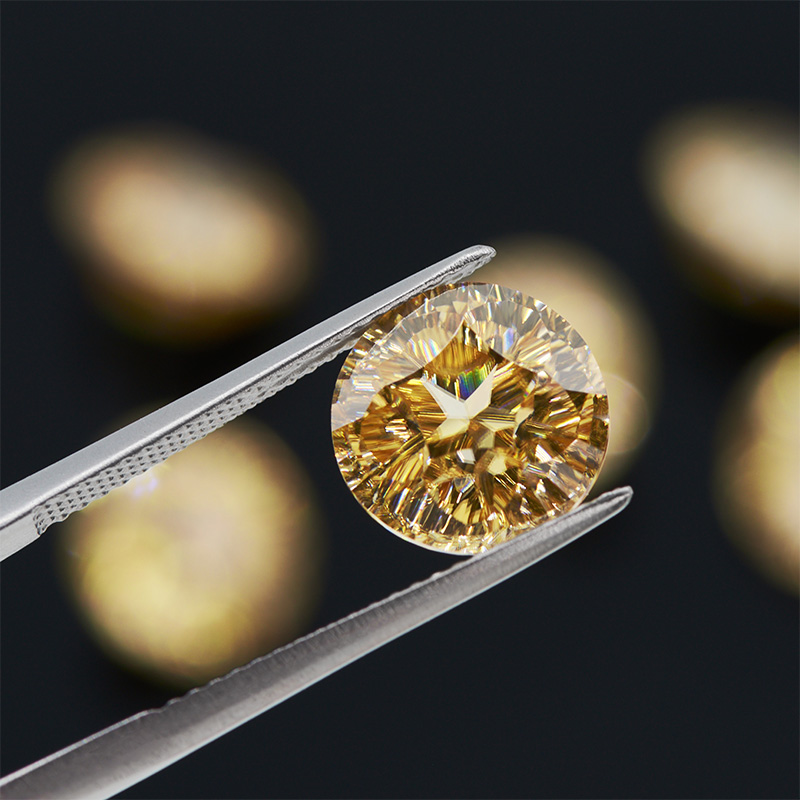 GIGAJEWE - VVS1 Champagne Color Pentagram Moissanite Handmade Loose Diamond Test Gemstone For Jewelry Making