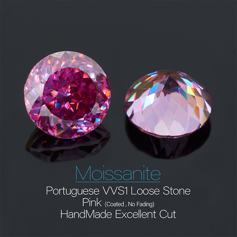 GIGAJEWE - Custom Moissanite, Portuguese Rose Red Color VVS1, Premium Gemstone, Loose Diamond Test Passed, For Jewelry Making