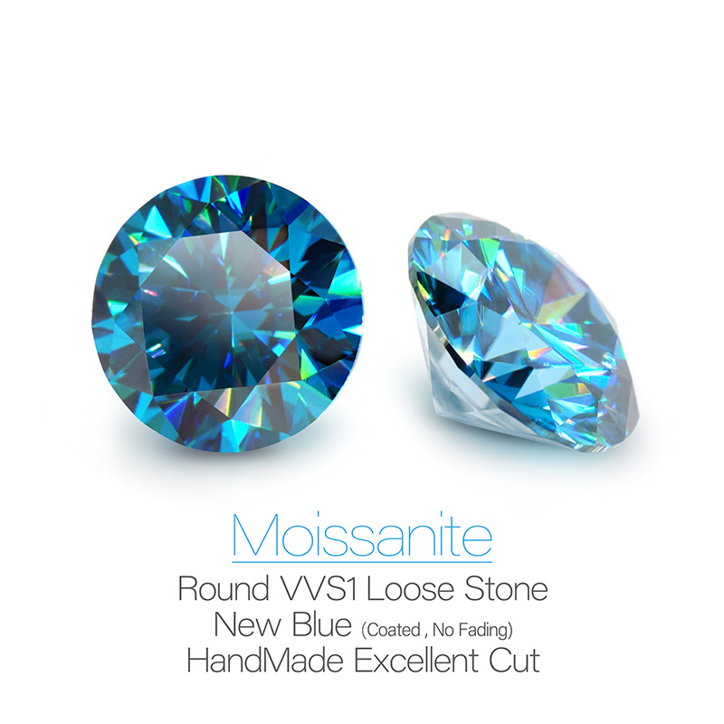GIGAJEWE – New Blue Color Moissanite, 0.1 – 1 0ct 3-6.5mm VVS1, Premium Gemstone, Loose Diamond Test Passed, For Jewelry Making