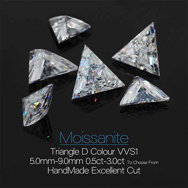 GIGAJEWE - TOP White Triangle Shape Hand Cut VVS1 Moissanite Premium Gems Loose Diamond Test Gemstone For Jewelry Making