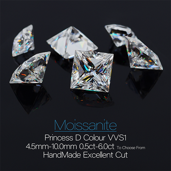 GIGAJEWE - VVS1 Princess White TOP, Hand Cut, Premium Moissanite, Loose Diamond Test, Gemstone for Jewelry Making