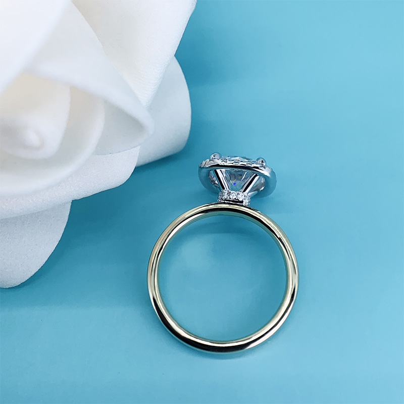 GIGAJEWE 2.2CT Cushion cut white D Color 9K/14K/18K solid Yellow gold Moissanite Ring, Engagement Ring Wedding Ring