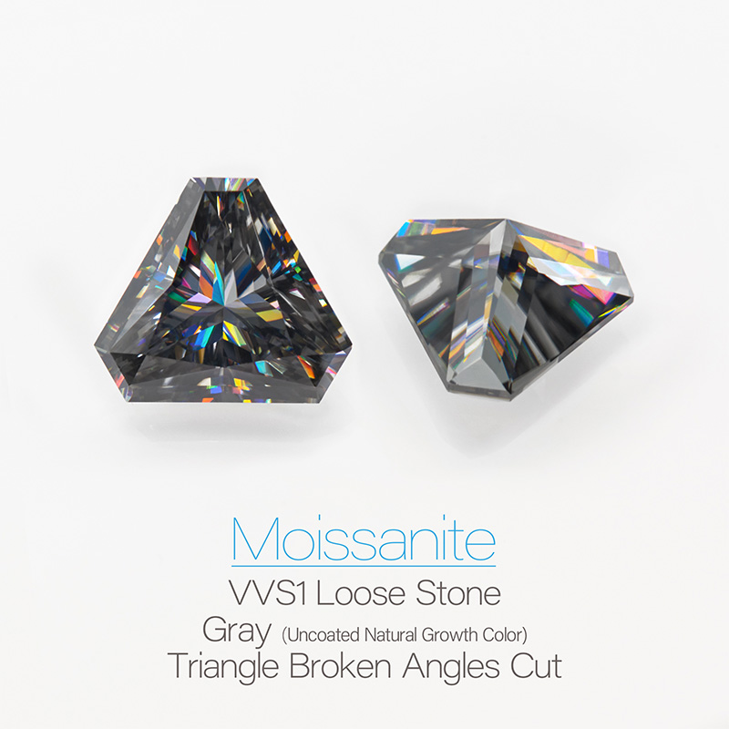 GIGAJEWE Moissanite Triangle Broken Angles Gray Premium Gems Loose Diamond Test Passed Gemstone For Jewelry Making Customizable
