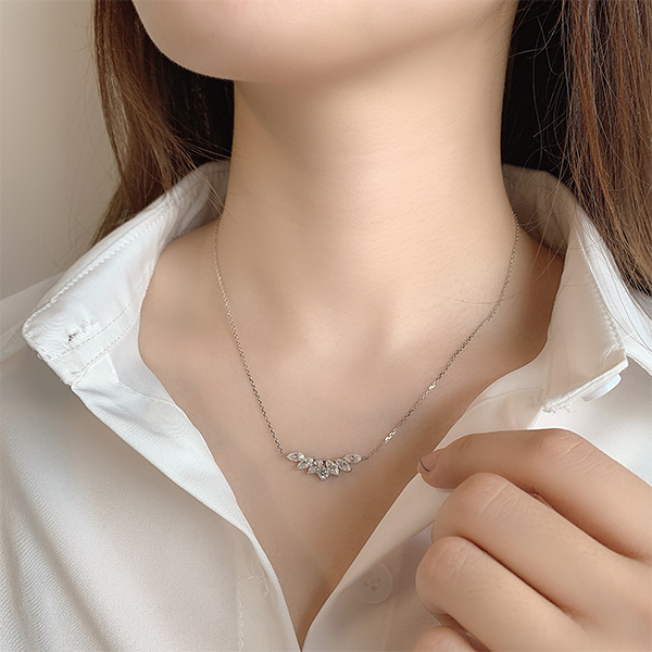 3.0ct 9K/14K/18K White Solid gold Marquise cut Moissanite Diamond Necklace,Engagement Necklace,Wedding Necklace,Lab Grown Diamond Necklace