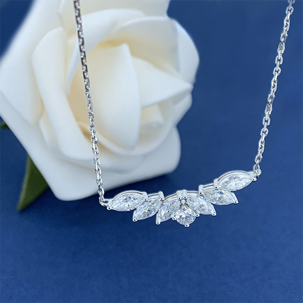 3.0ct 9K/14K/18K White Solid gold Marquise cut Moissanite Diamond Necklace,Engagement Necklace,Wedding Necklace,Lab Grown Diamond Necklace
