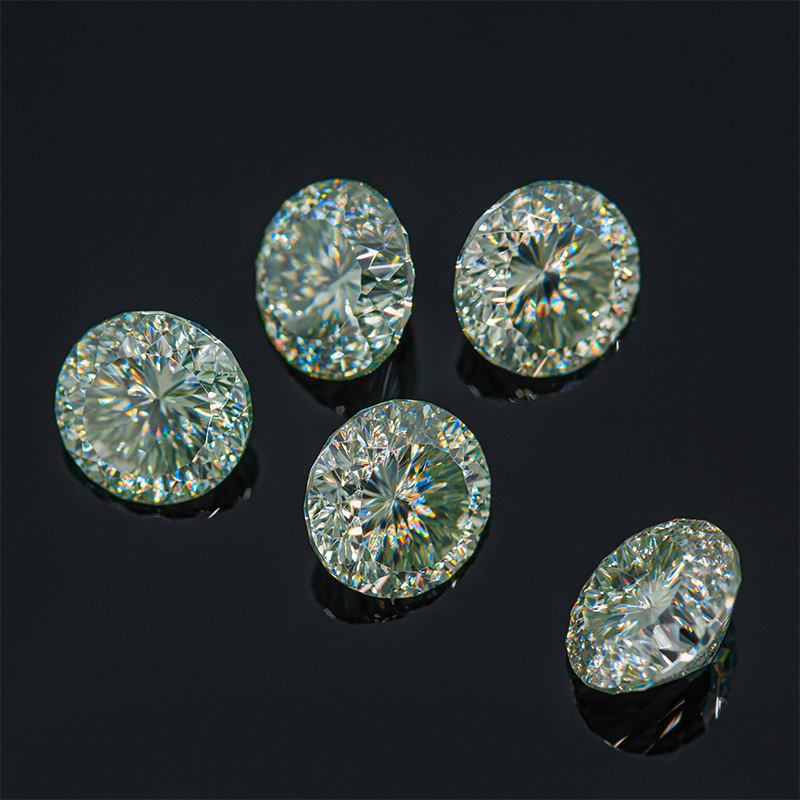 GIGAJEWE Moissanite Customized Round Angel Cut Green Color VVS1 Loose Diamond Test Passed Gemstone For Jewelry Making