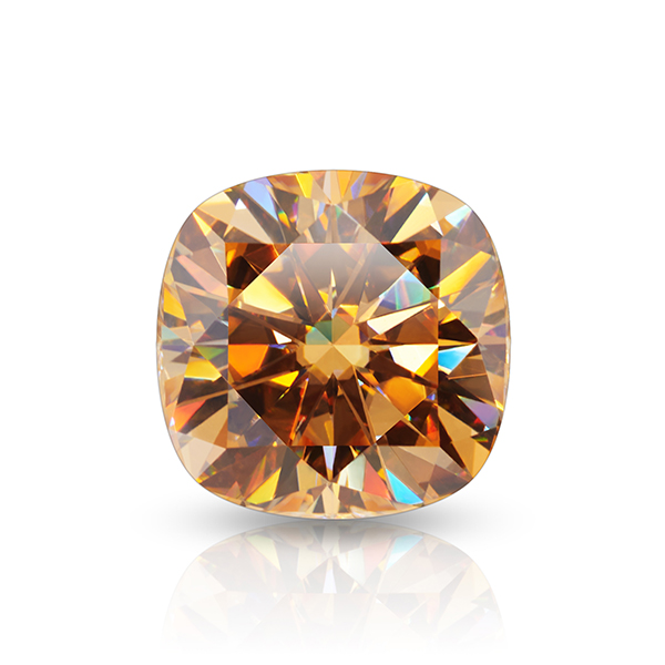 GIGAJEWE Customized Cushion Cut Golden Color VVS1 Moissanite Loose Diamond Test Passed Gemstone For Jewelry Making