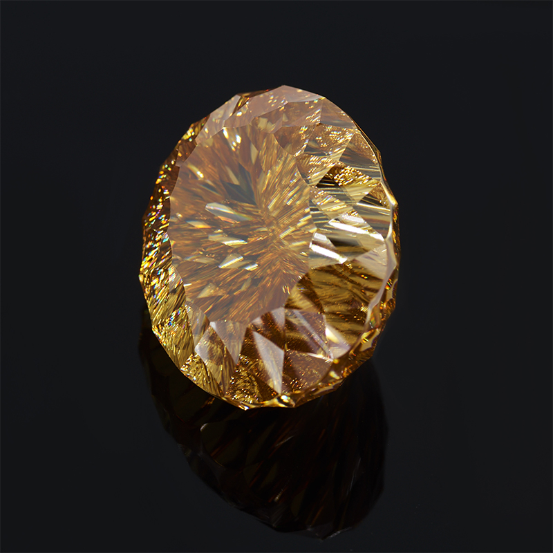 GIGAJEWE Moissanite Customized Demon Eye Cut Golden Color Handmade VVS1 Loose Diamond Test Passed Gemstone For Jewelry Making