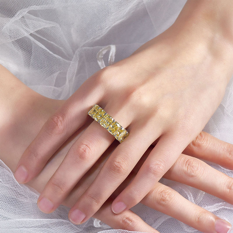 GIGAJEWE 25Ct 9K/14K/18K White gold Yellow 6*8mm Radiant cut Moissanite Ring, Anniversary Band Eternity Ring,moissanite engagement ring