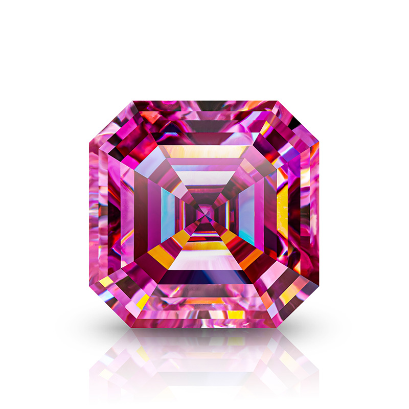GIGAJEWE Moissanite Hand-Cutting Asscher Nova Pink Color VVS1 Premium Gems Loose Diamond Test Passed Gemstone For Jewelry Making