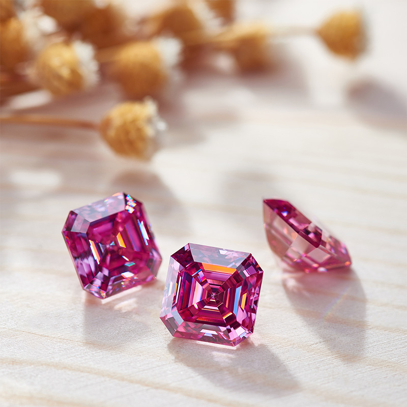GIGAJEWE Moissanite Hand-Cutting Asscher Nova Pink Color VVS1 Premium Gems Loose Diamond Test Passed Gemstone For Jewelry Making