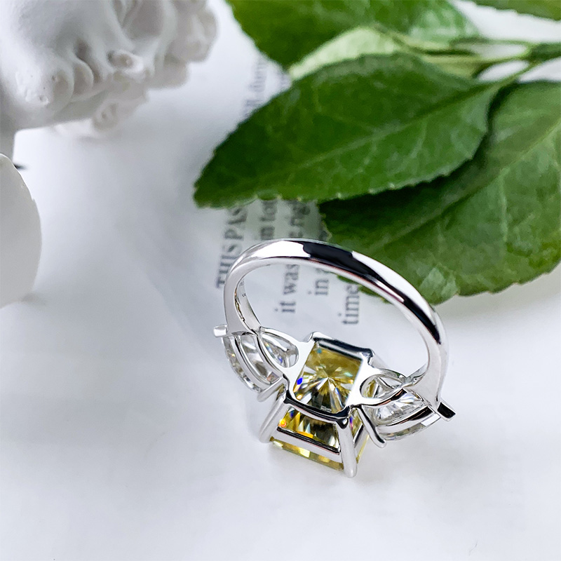 GIGAJEWE 7ct White Gold 9K/14K/18K 9*11mm Radiant Cut Yellow Color Moissanite Ring , Gold Engagement Ring,Women gift,Wedding Ring
