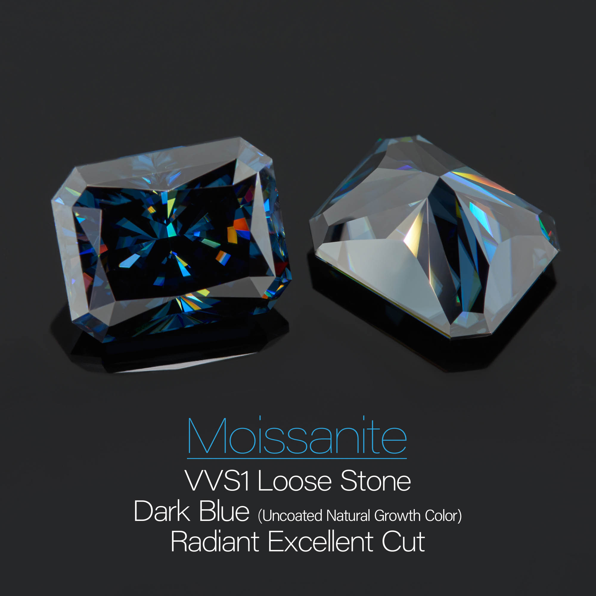 GIGIGAJEWE Moissanite Customized Radiant Dark Blue Color VVS1 Natural Growth Loose Diamond Test Passed Gemstone For Jewelry Make