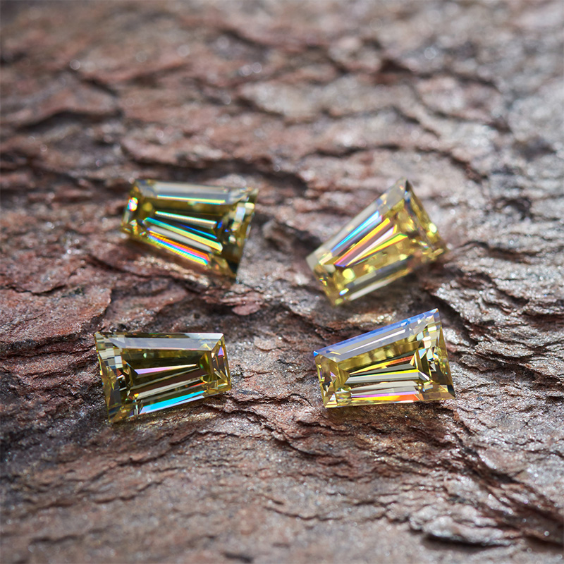 GIGAJEWE Hand-Cutting Trapezoid Vivid Yellow VVS1 Moissanite Premium Gems Loose Diamond Test Passed Gemstone For Jewelry Making
