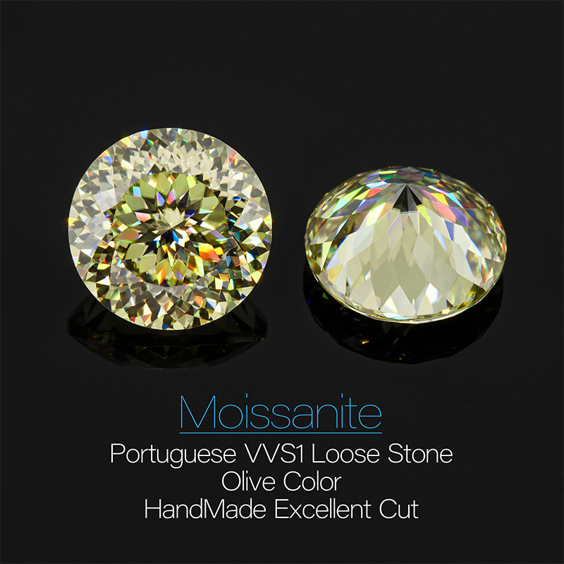 GIGAJEWE Olive Yellow color Portuguese Cut Moissanite Stone Loose Gemstone Synthetic Diamond with Excellent cut
