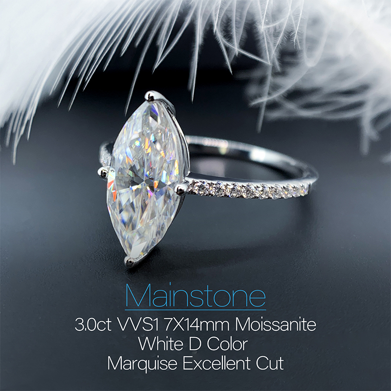 9K 14K 18K Solid Gold Marquise Cut Moissanite Ring 3 Carat Marquise Statement Ring Promise Ring 18K Anniversary Ring Halloween gift
