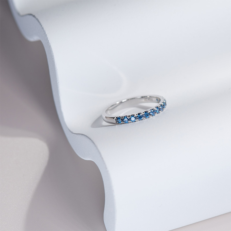 GIGAJEWE 1.5MM Round Cut Natural Blue Color 9K/14K/18K white gold Moissanite Ring, Engagement Ring Wedding Ring Bridesmaid gift