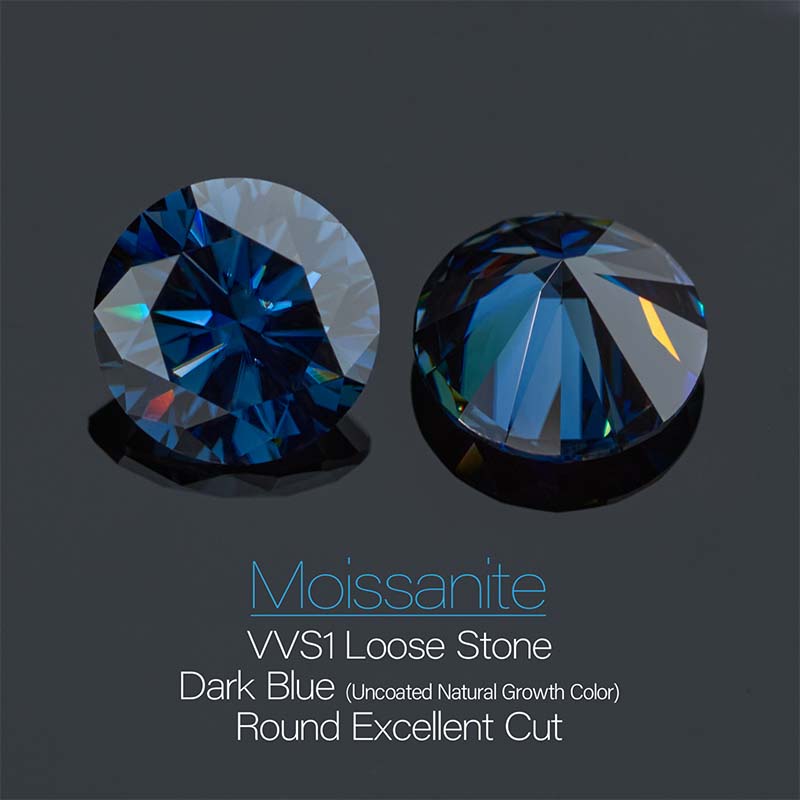 GIGAJEWE Natural Blue Color Round Cut Moissanite Loose VVS1 Synthetic gemstone by Excellent Cut For Jewelry Making and Gift