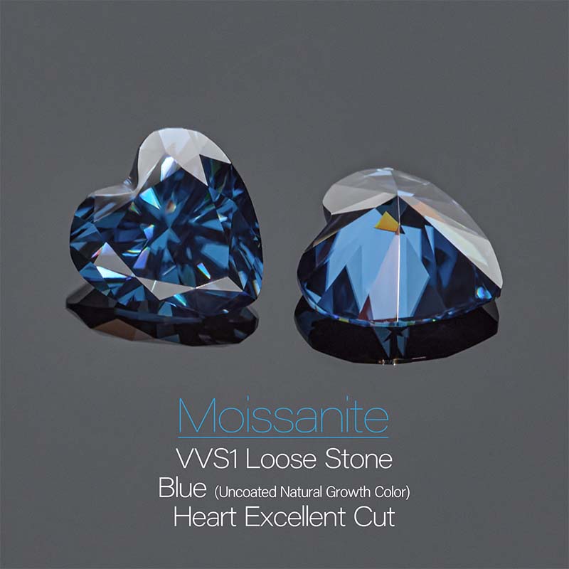GIGAJEWE Natural VIVID Blue Color Uncoated Color Heart Cut Moissanite Loose VVS1 Synthetic gemstone by Excellent Cut For Jewelry Making