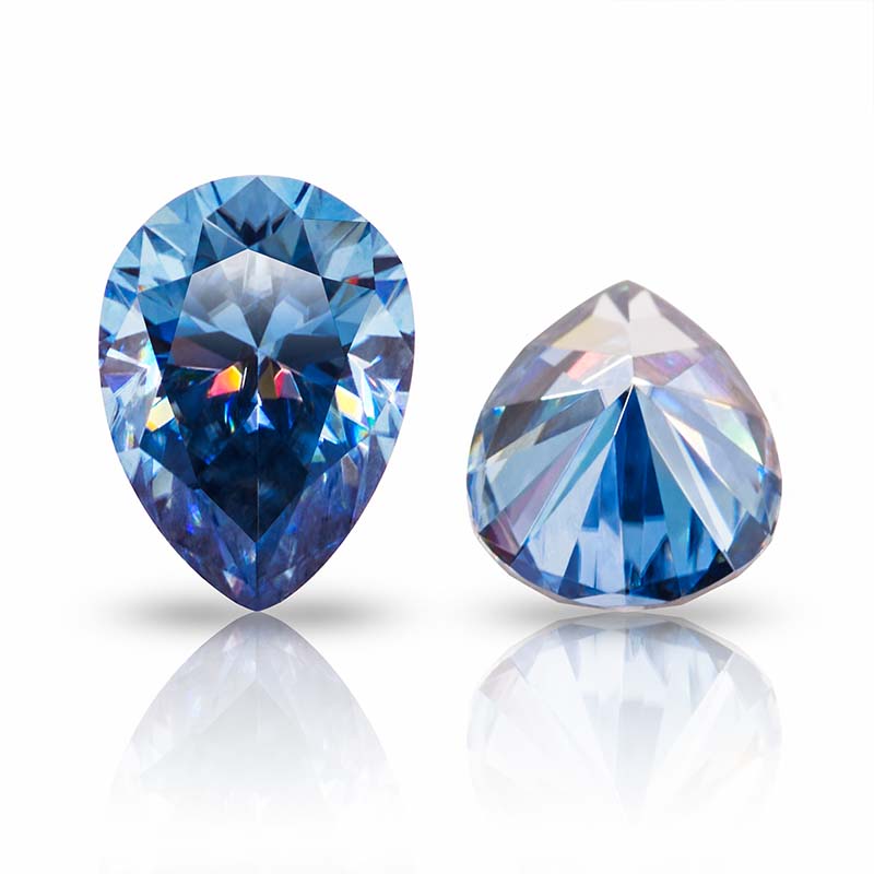 GIGAJEWE Natural Vivid Blue Color Uncoated Color Pear Cut Moissanite Loose VVS1 Synthetic gemstone by Excellent Cut For Jewelry Making