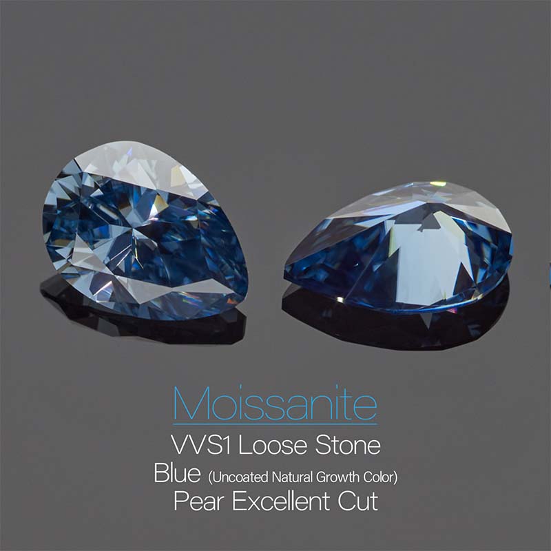 GIGAJEWE Natural Vivid Blue Color Uncoated Color Pear Cut Moissanite Loose VVS1 Synthetic gemstone by Excellent Cut For Jewelry Making
