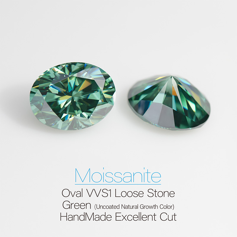 GIGAJEWE Moissanite Hand-Cutting Green Color Oval VVS1 Premium Gems Loose Diamond Test Passed Gemstone For Jewelry Making Customizable