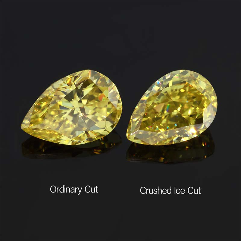 GIGAJEWE Natural Fancy Uncoated Yellow Color Pear cut Moissanite Stone Loose Gemstone Vivid Yellow Ice Crushed Cut Loose Gemstone