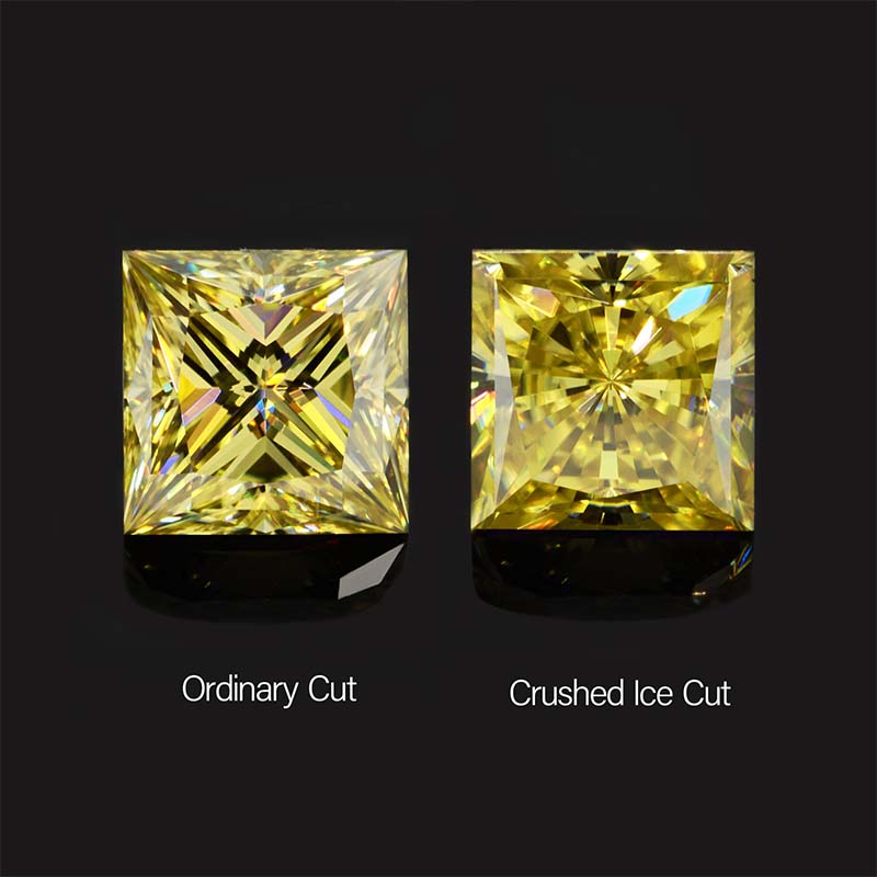 GIGAJEWE Natural Fancy Yellow Moissanite Stone Loose Gemstone Ice Crushed Cut Vivid Yellow Princess Cut Synthetic Diamond Loose Gemstones
