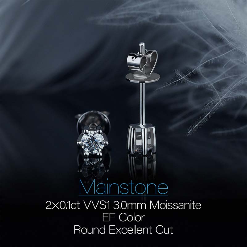 GIGAJEWE Moissanite Total 0.2ct 3mm Round Cut VVS1 925 Silver Earrings Diamond Test Passed Fashion Love Token Woman Girl Gift