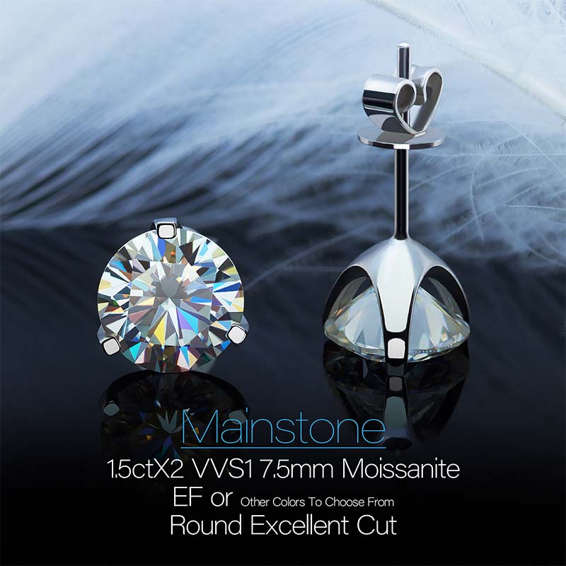 GIGAJEWE Total 3ct EF VVS1 Diamond Test Passed Moissanite 18K White Gold Plated 925 Silver Earring Jewelry Woman Girlfriend Gift