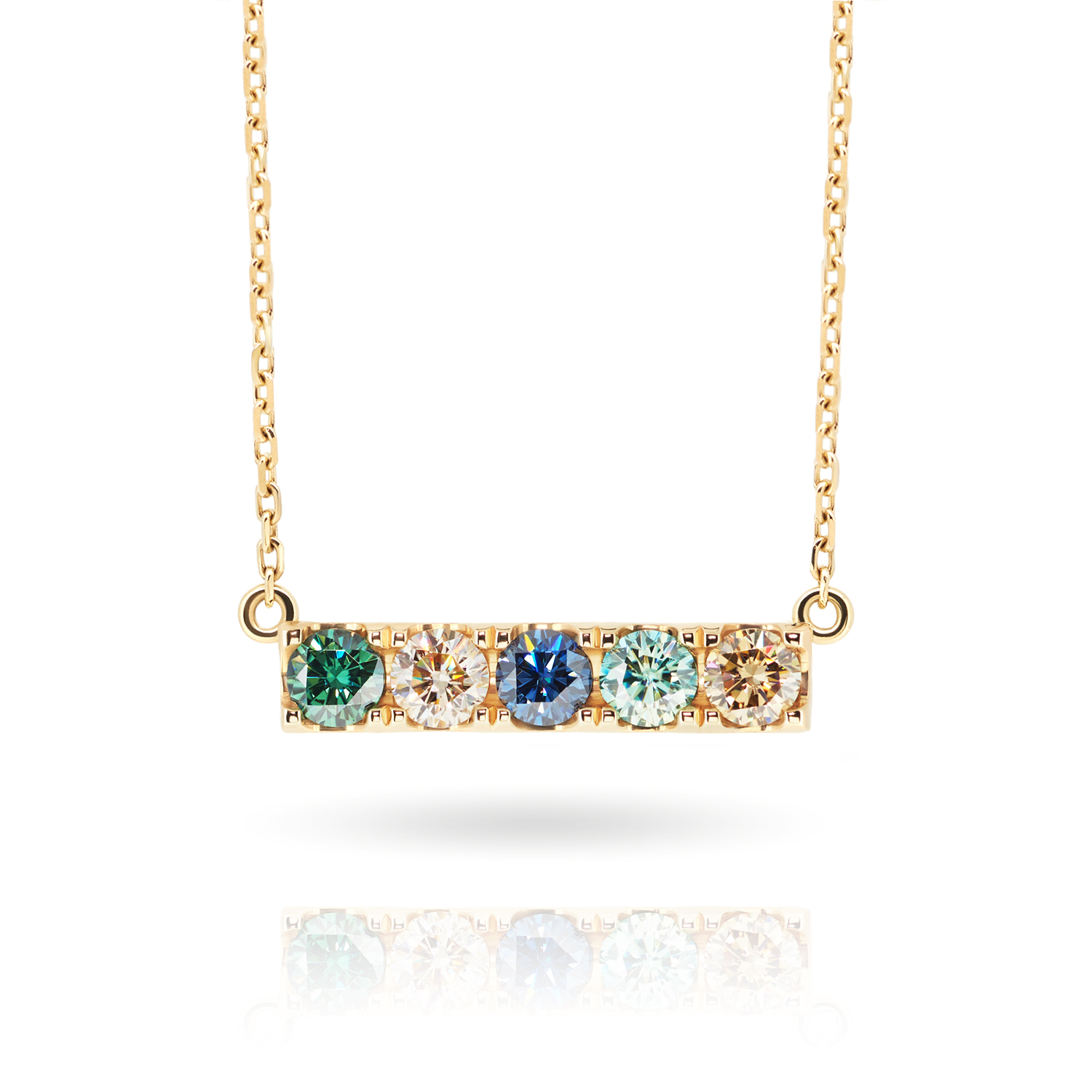0.5ct Yellow Gold 9K/14K/18K Necklace 3mm Round Cut MultiColor Moissanite Necklace , Gold Necklace,mother's day gift