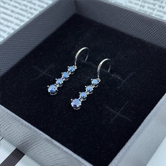 1.2CT 9K/14K/18k White Gold Earrings set with Forever One Blue color Mossanite white gold earrings Anniversary Gift Girlfriend Gift