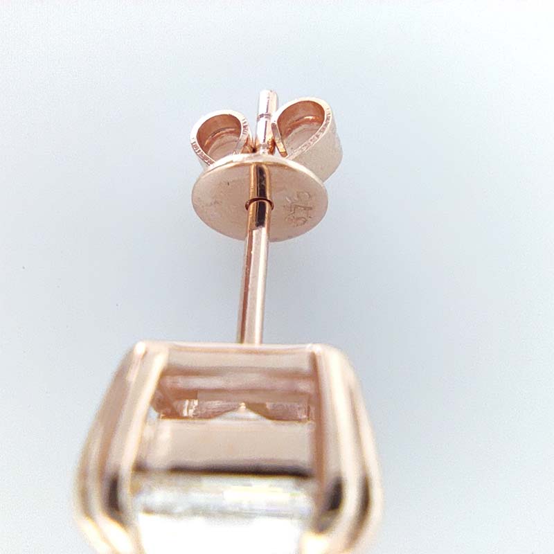 2 Carat Asscher Cut Moissanite 9K Solid Rose Gold Solitaire Earring, Moissanite Earring, Engagement Earring, Gold Earring, Mom Jewelry