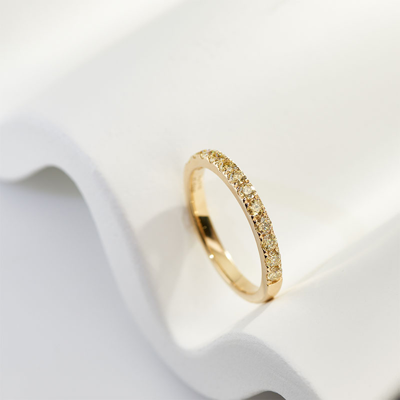 9K/14K/18K Yellow/White Solid gold 2.5mm Round Blue Pink Yellow Moissanite Ring,Half Enternity Ring,Engagement Ring,Multistone Ring