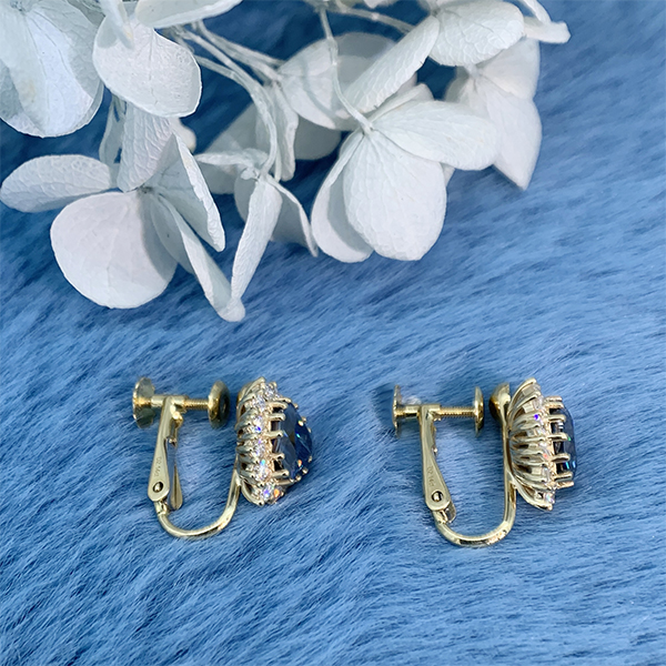 2.5ct Yellow Gold 9K/14K/18K Earrings 6.5mm Heart Cut Blue Color Screw Back Clip style Moissanite Earrings ,Stud Earrings,Halloween gift