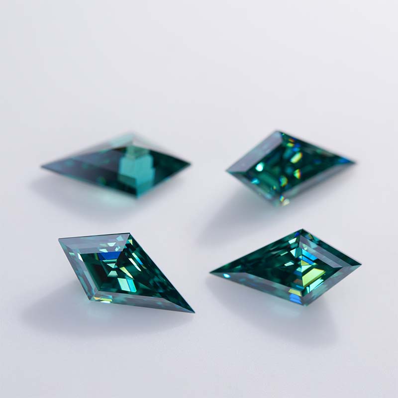 GIGAJEWE Green Moissanite Manual cut Kite shape Gemstone Loose Brilliant Stone By Excellent Cut For Jewelry Making